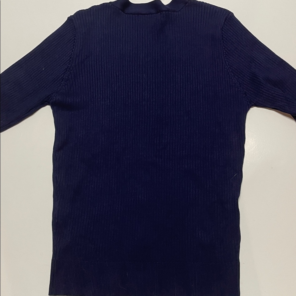 Grace Karin Ribbed Knit Cardigan Navy Blue Button Front Women Size Large - Picture 4 of 6